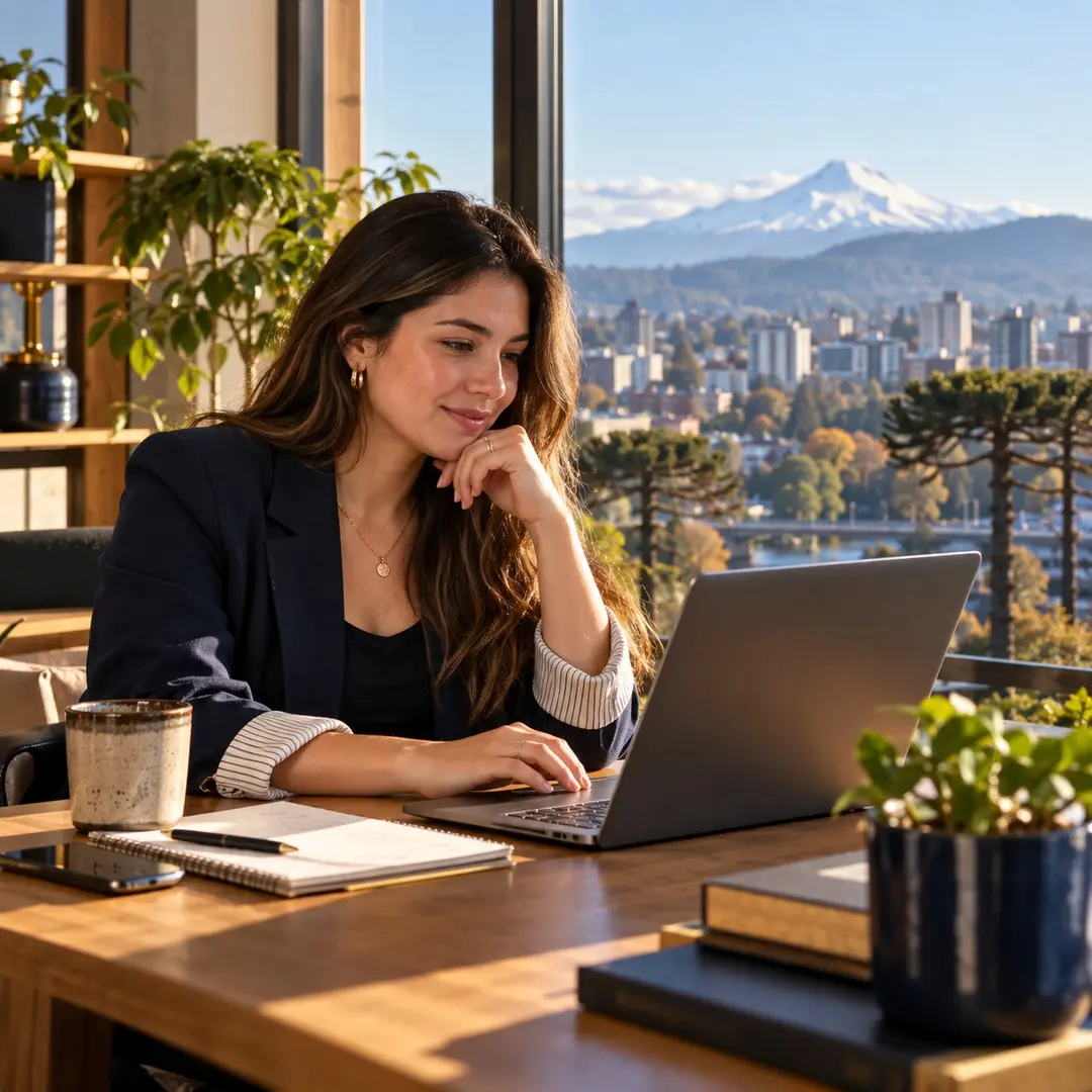 Especialista en marketing digital trabajando con vista a Temuco