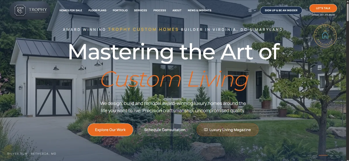 Trophy Custom Homes — sitio web y marketing por CimaMKT