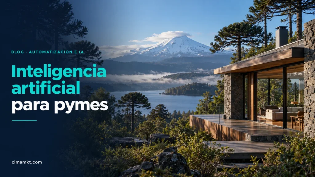 Inteligencia artificial para pymes: usos reales que ahorran tiempo sobre casa de lujo en paisaje de Chile