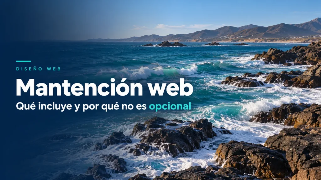 Mantención de páginas web: paisaje chileno con el título del artículo