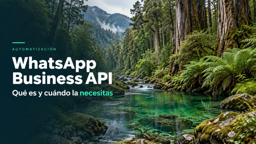 WhatsApp Business API: paisaje chileno con el título del artículo